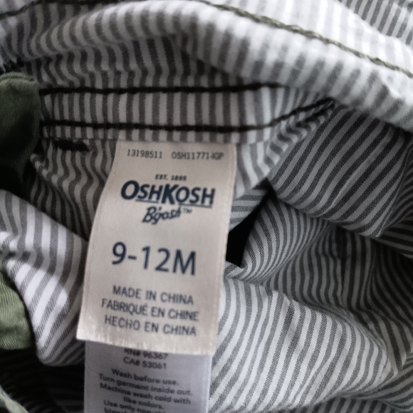 OshKosh B’gosh Classic Cotton Overalls Olive Green 9–12M Casual - Picture 6 of 7